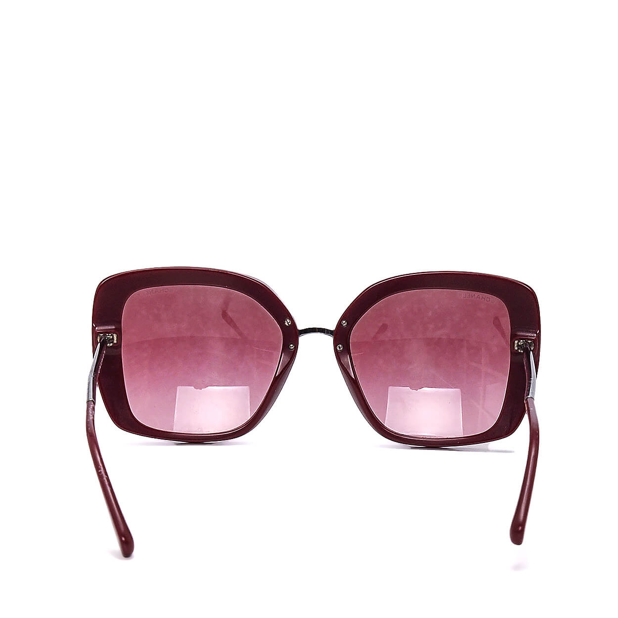 CHANEL - Bordeaux Acetate & Silver Metal Frame Sunglasses